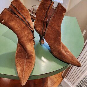 The Car Shoe Camel Half Booties Size 10